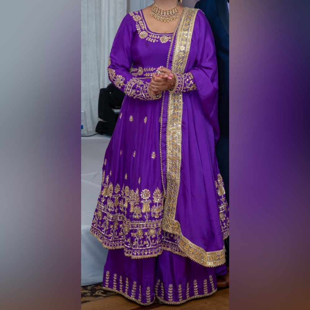 Gotta Patti purple Frock Plazzo suit